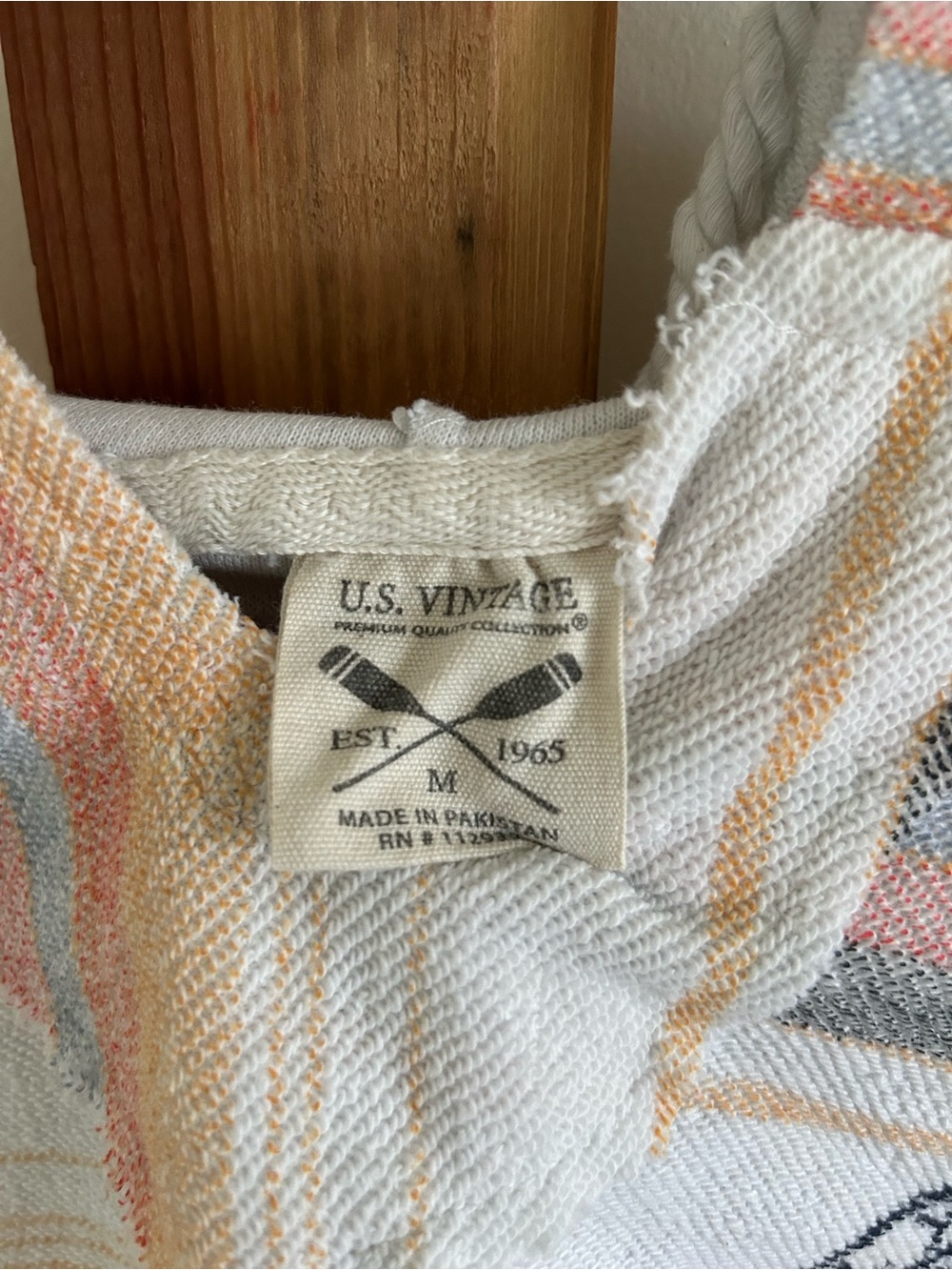 Plymouth Hooded V-Neck Striped Sweater - Cream Multicolor - Picture 2 of 3